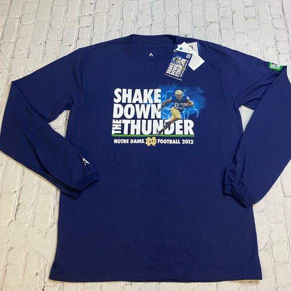 Mens Y2K NOTREDAME college Football Shake Down L deadstock long‎ sleeve alumni - Picture 1 of 12